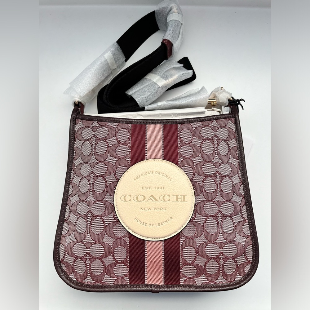 Coach Dempsey File Bag In Signature Jacquard With Stripe And Coach Patch